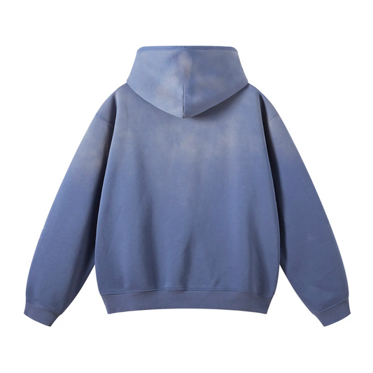 Denim Blue Washed Dyed Fleece Hoodie