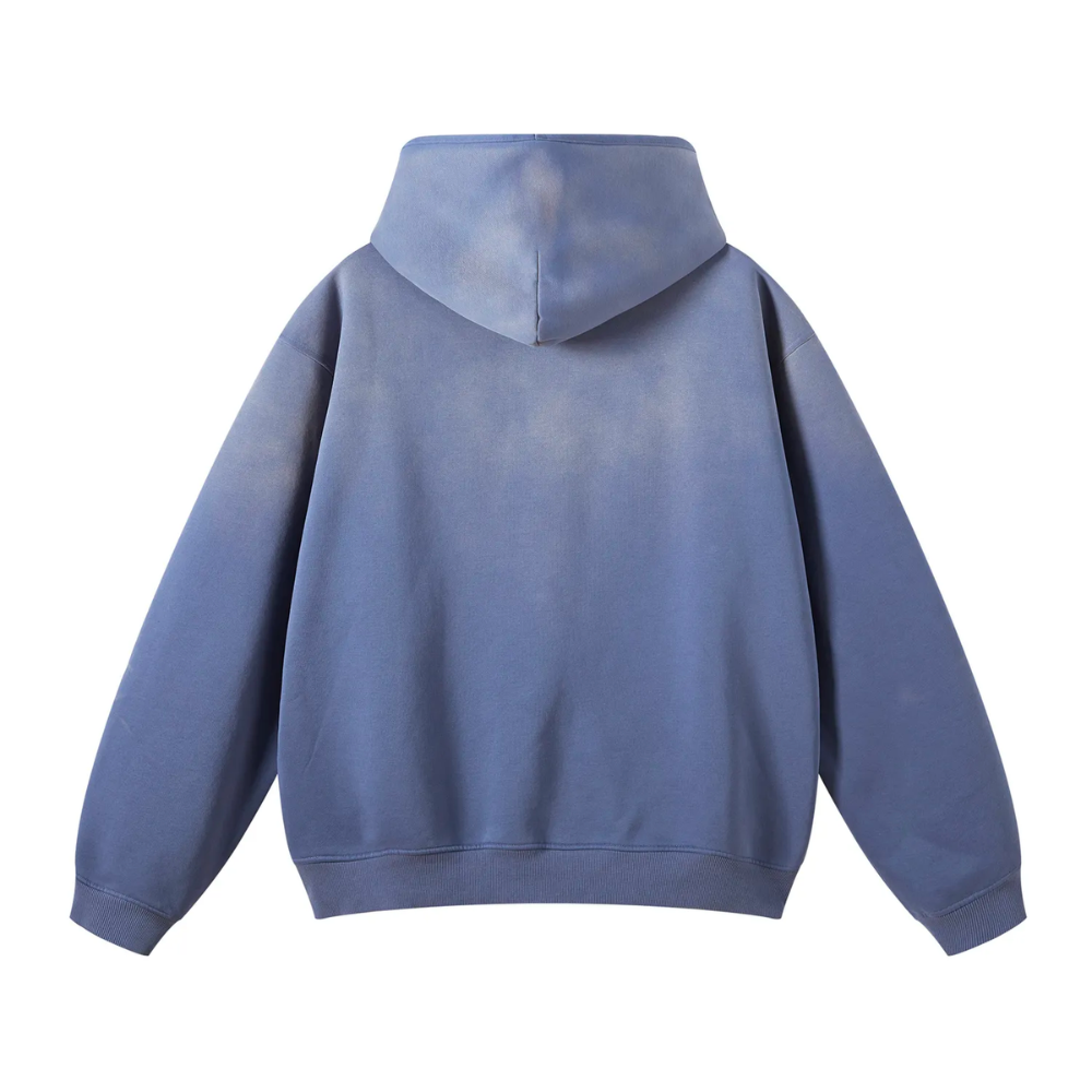 Denim Blue Washed Dyed Fleece Hoodie