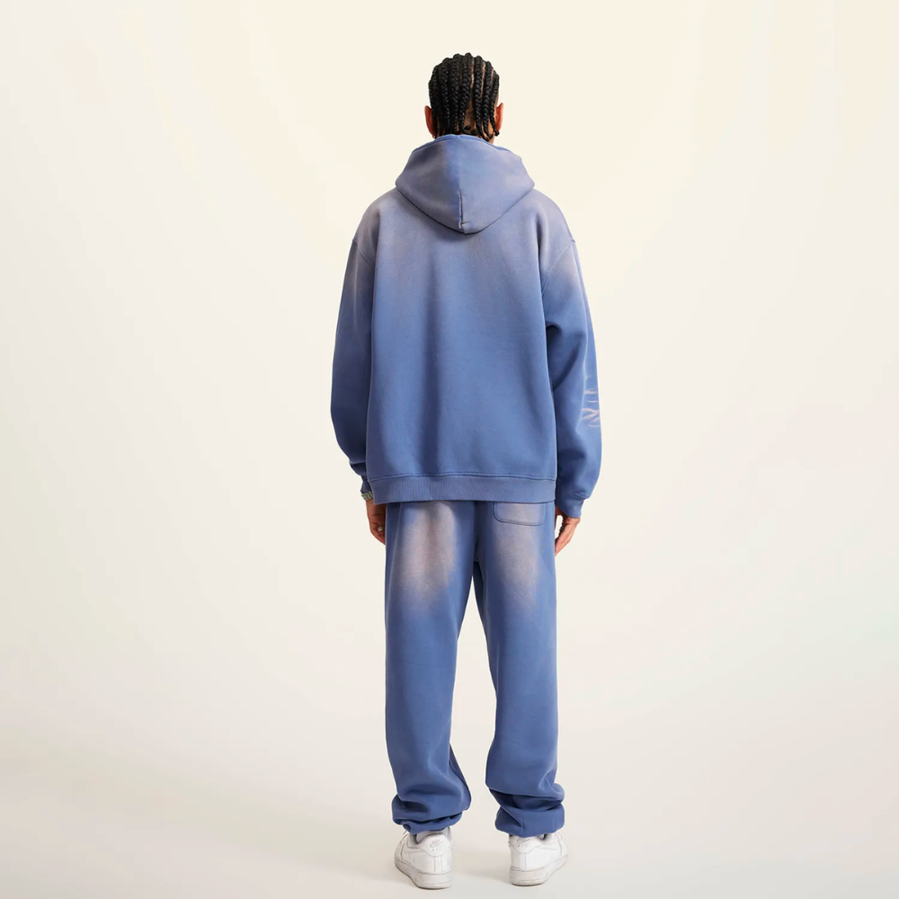 Denim Blue Washed Dyed Fleece Hoodie