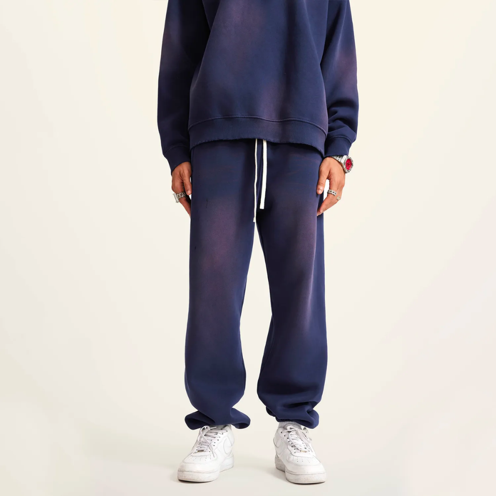 Marineblue Washed Dyed Fleece Joggers