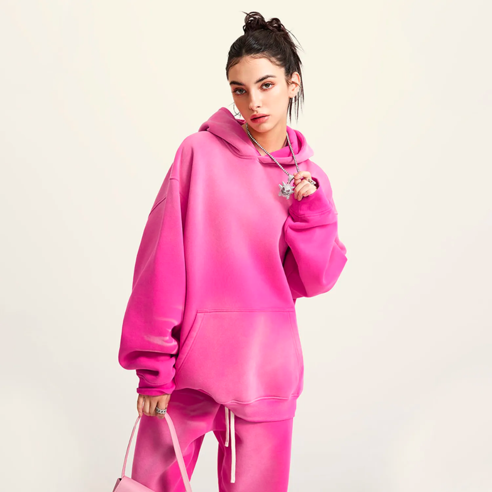Rose Washed Dyed Fleece Hoodie