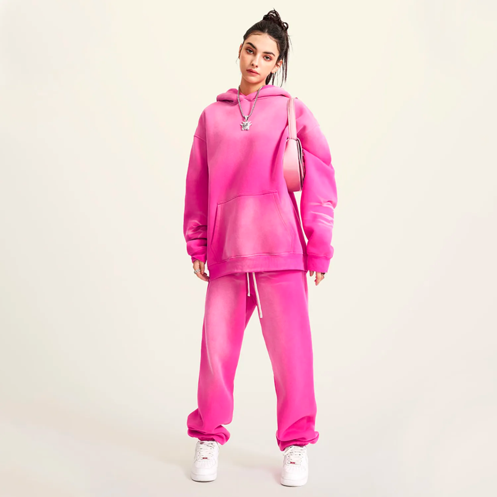 Rose Washed Dyed Fleece Hoodie