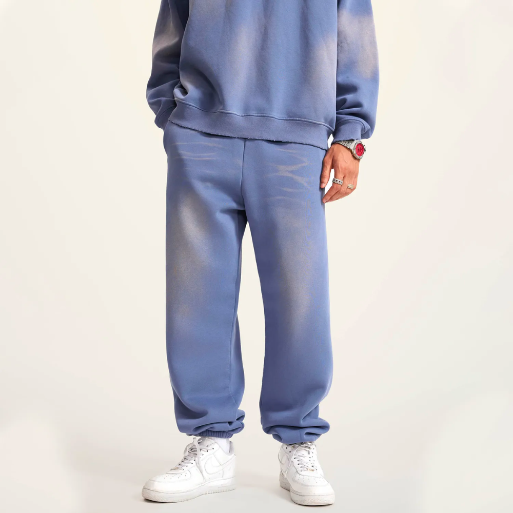 Pastellblue Washed Dyed Fleece Joggers