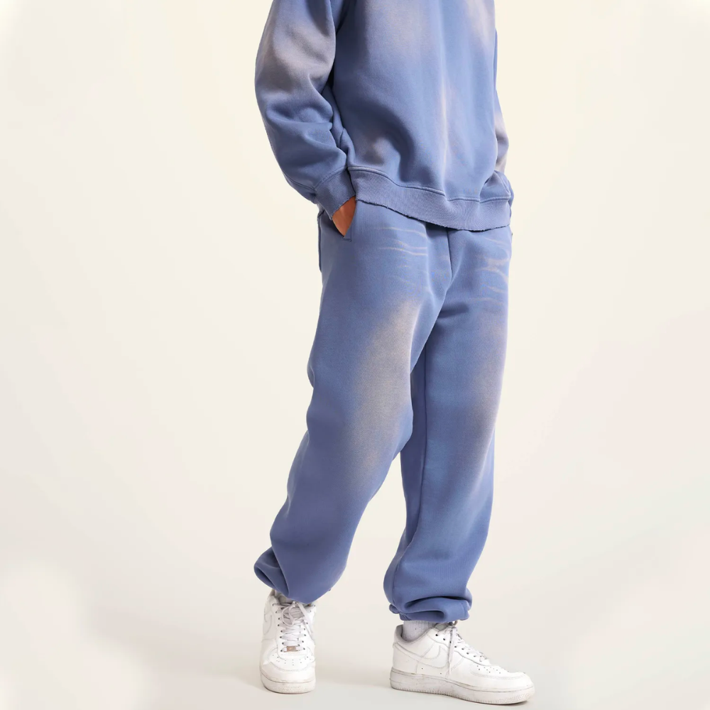 Pastellblue Washed Dyed Fleece Joggers