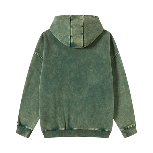 Olivegreen Washed Zip Fleece Hoodie