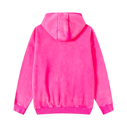 Rose Washed Zip Fleece Hoodie